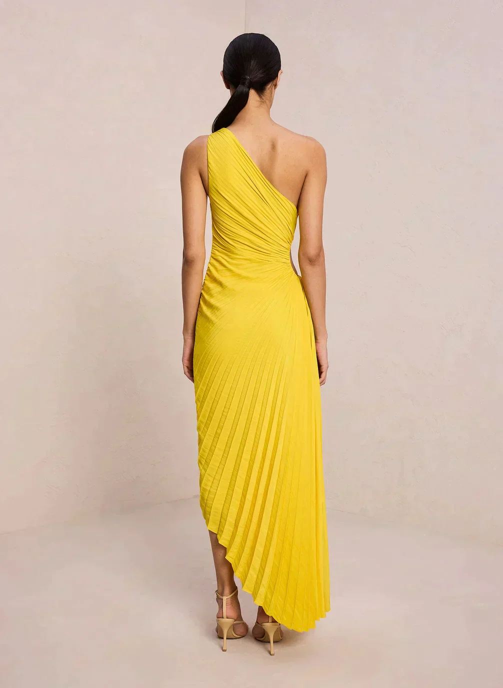 Sylviana - Ein-Schulter Plissiertes Midi-Kleid - Image 19