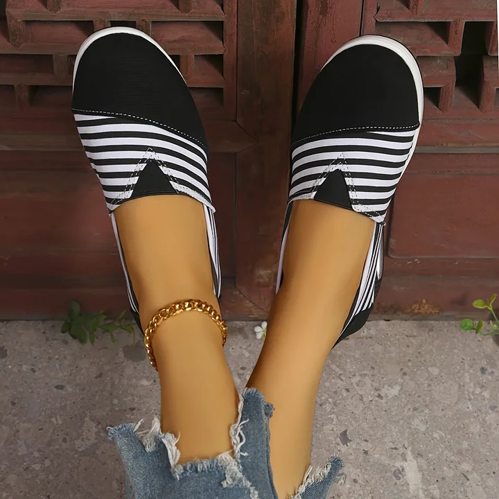 Tasha - Bequeme orthopädische Schlupf Auf Turnschuh Mit Streifen - Image 3