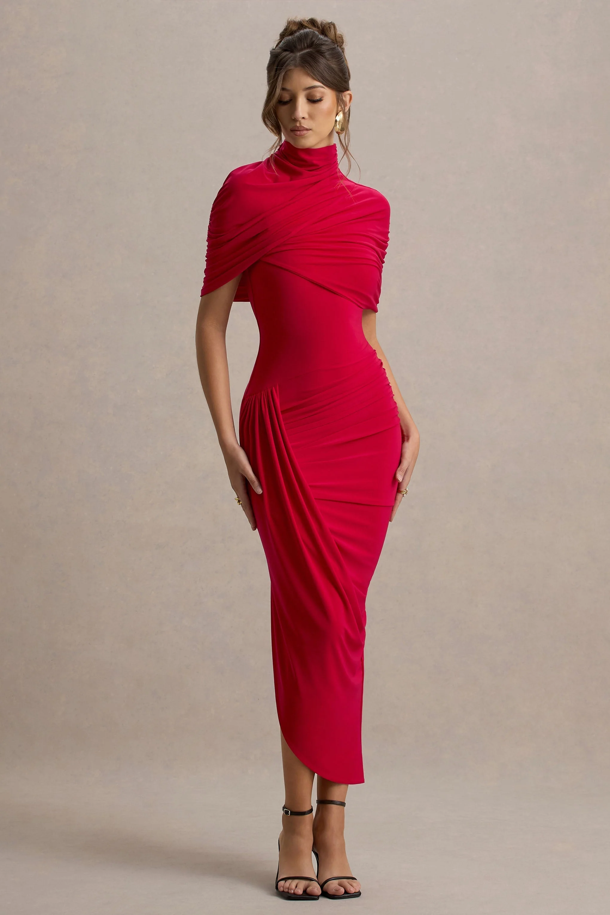 Taylor - Asymmetrisches, Verdrehtes Cape Maxikleid - Image 3
