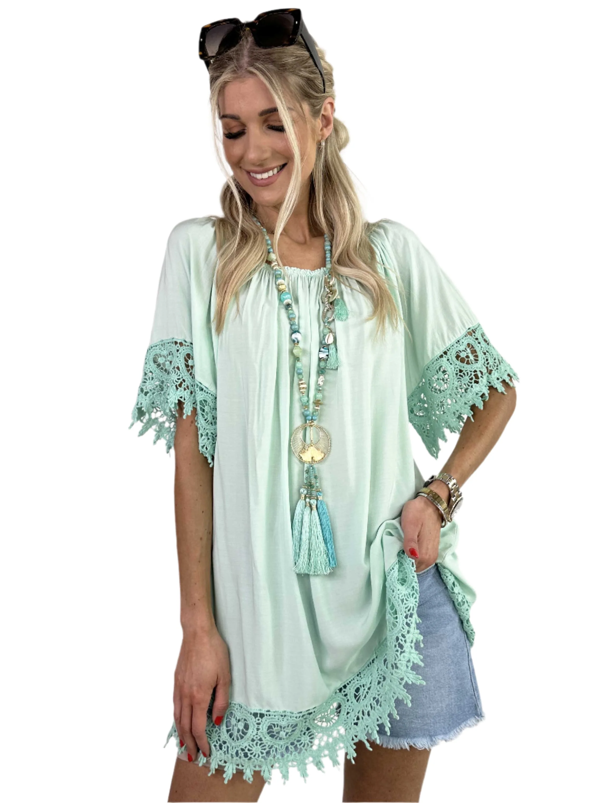 Terry - Feminines Tunika-Top mit Spitzenbesatz - Image 2