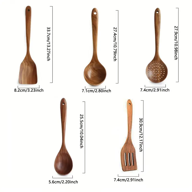Tevara | 5-teiliges Küchenutensilien-Set aus Teakholz - Image 4