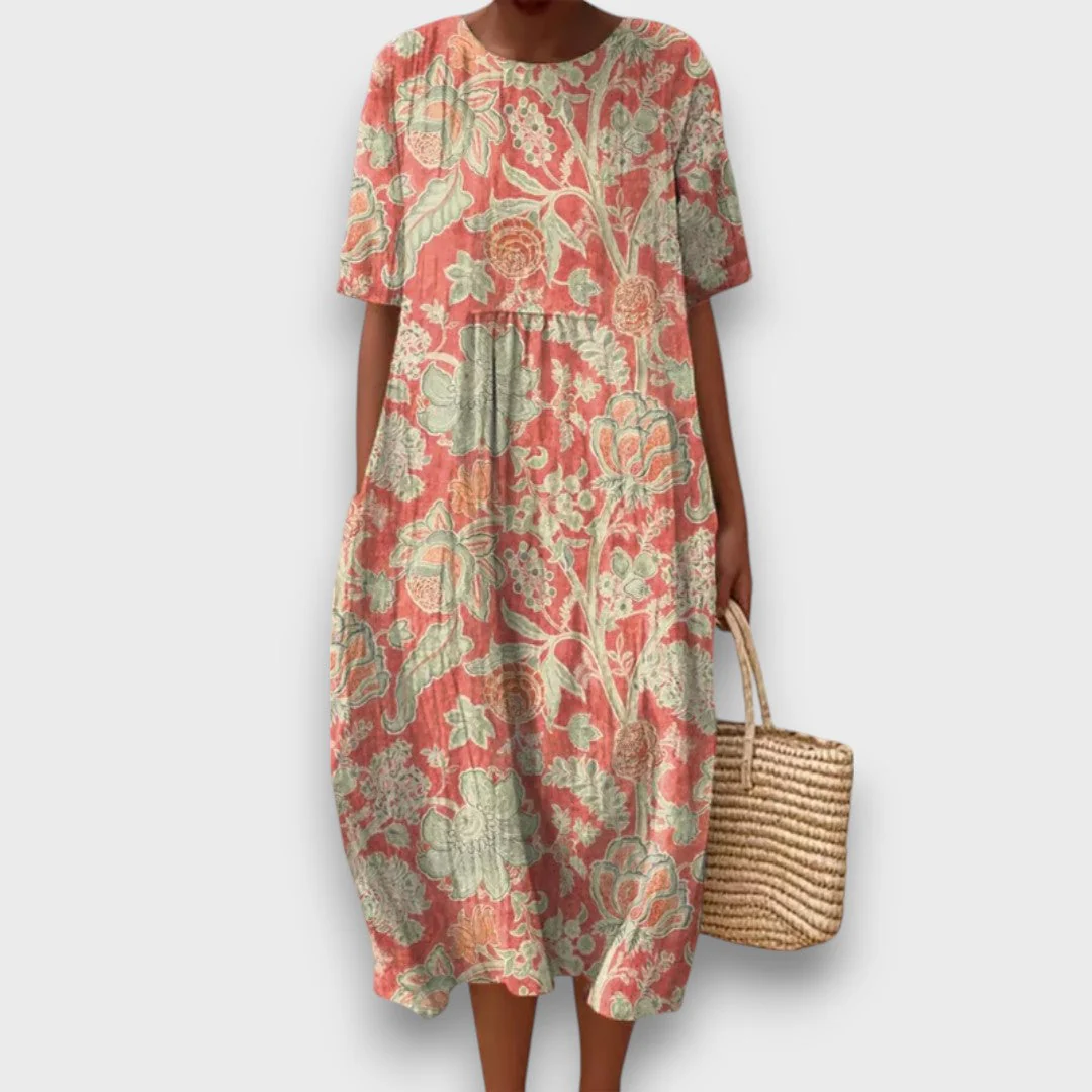 Thaleia – Midikleid mit floralem Vintage-Muster