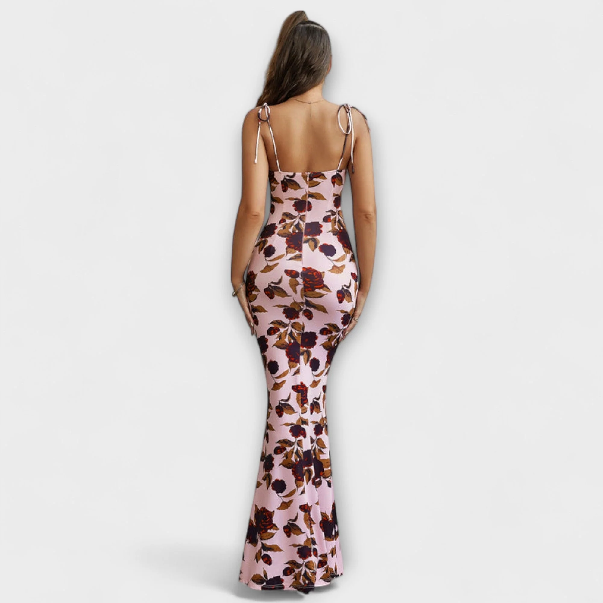 Thalia - Floral Print Prom Dress with Tied Shoulder Straps - Image 7