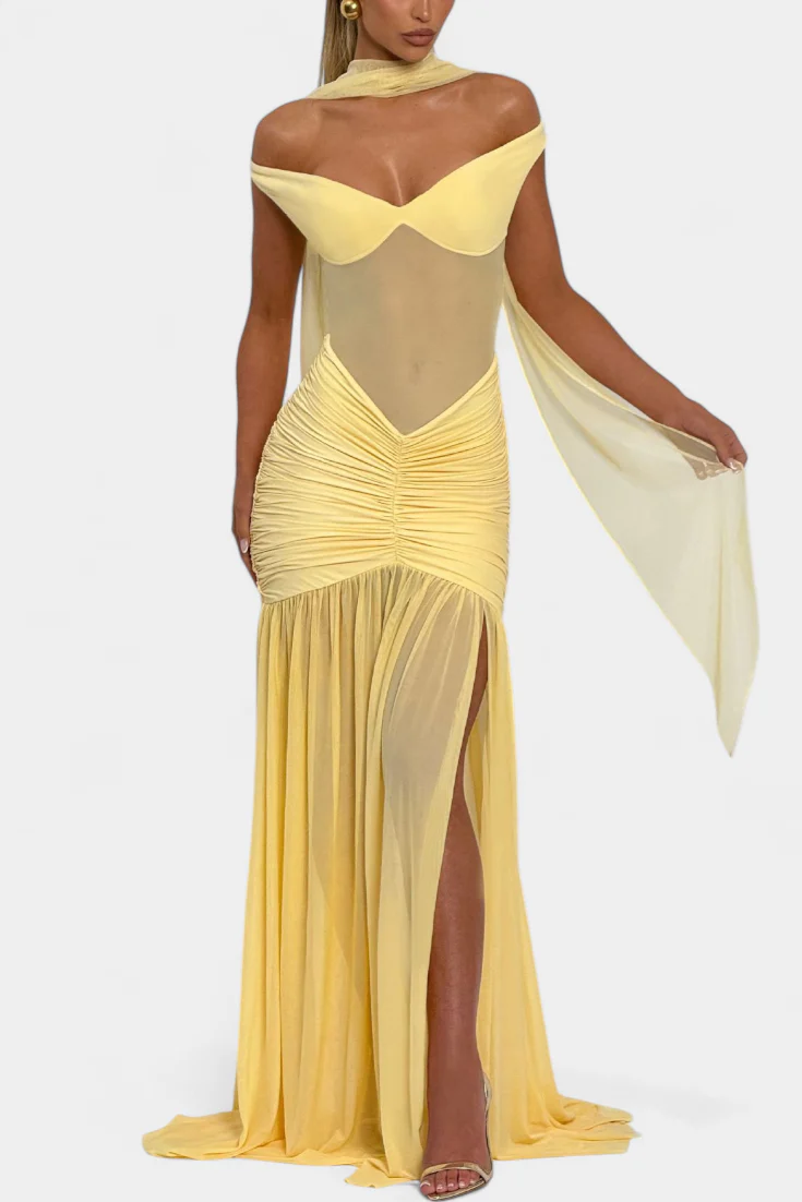 Therese Lange Milchseidenkleid mit tiefem V-Ausschnitt und eleganter Raffung - Image 4