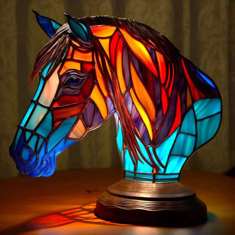 Tischlampe aus farbigem Glas – Nachttischlampe für stilvolle Beleuchtung, 17 cm x 17 cm