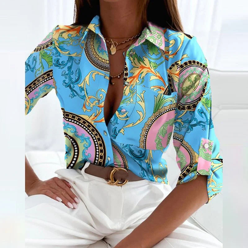 Tricia - Langärmelige Bluse mit klassischem Kragen und einzigartigem Druck - Image 9