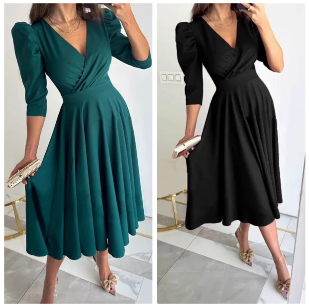 TÜLAY - PLISSIERTES MIDIKLEID MIT V-AUSSCHNITT - Image 4