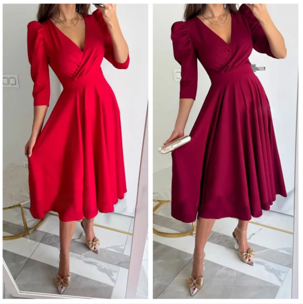 TÜLAY - PLISSIERTES MIDIKLEID MIT V-AUSSCHNITT - Image 6