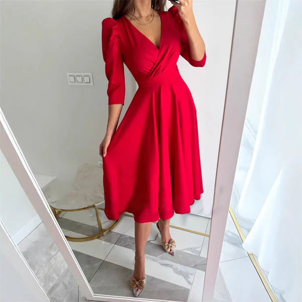 TÜLAY - PLISSIERTES MIDIKLEID MIT V-AUSSCHNITT - Image 7