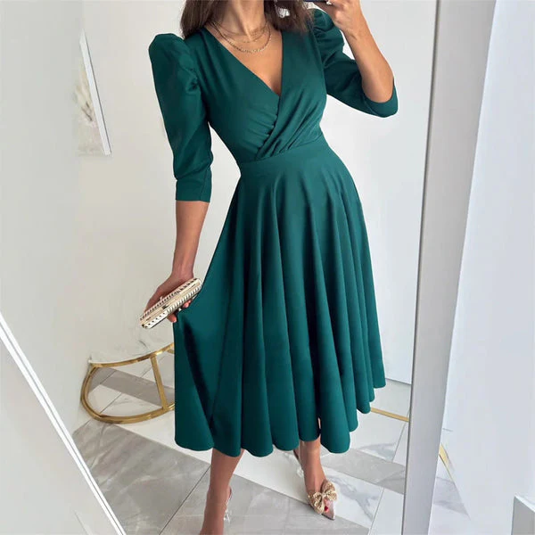 TÜLAY - PLISSIERTES MIDIKLEID MIT V-AUSSCHNITT - Image 8