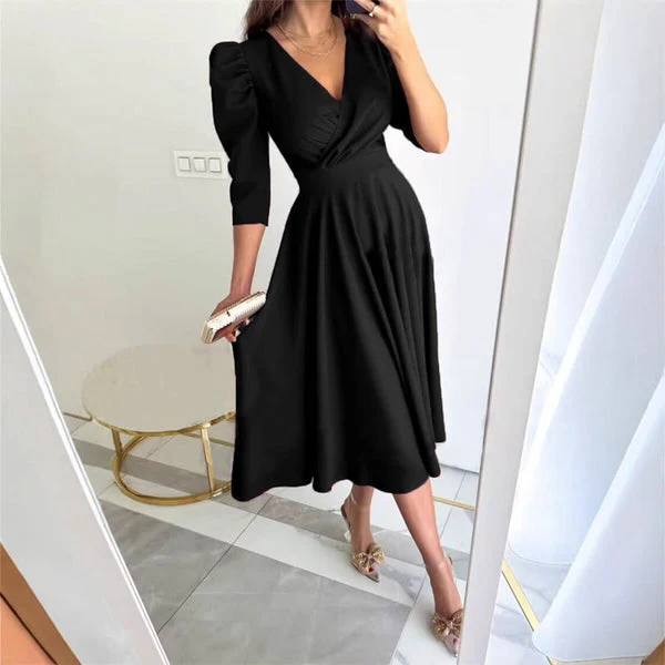TÜLAY - PLISSIERTES MIDIKLEID MIT V-AUSSCHNITT - Image 9