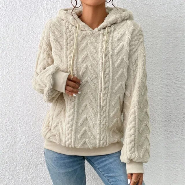 Übergroße Kapuzenpullis mit Plüscheinsätzen für Frauen - Image 7