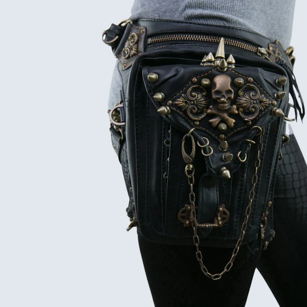 Unisex Gothic-Hüfttasche mit Totenkopfmotiv aus strapazierfähigem Material
