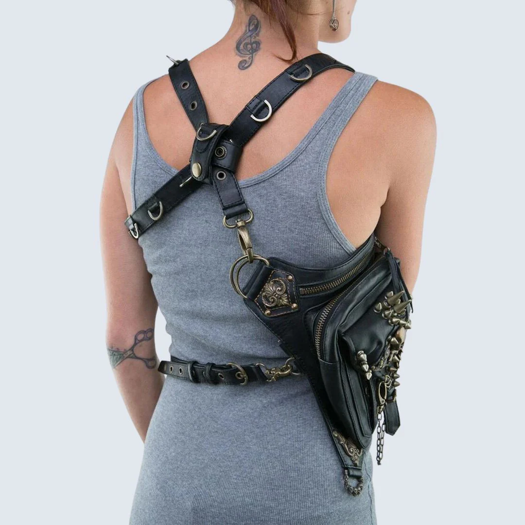Unisex Gothic-Hüfttasche mit Totenkopfmotiv aus strapazierfähigem Material - Image 3