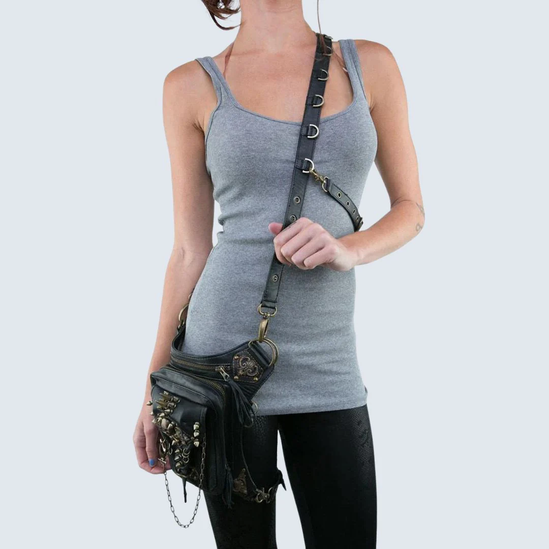 Unisex Gothic-Hüfttasche mit Totenkopfmotiv aus strapazierfähigem Material - Image 4