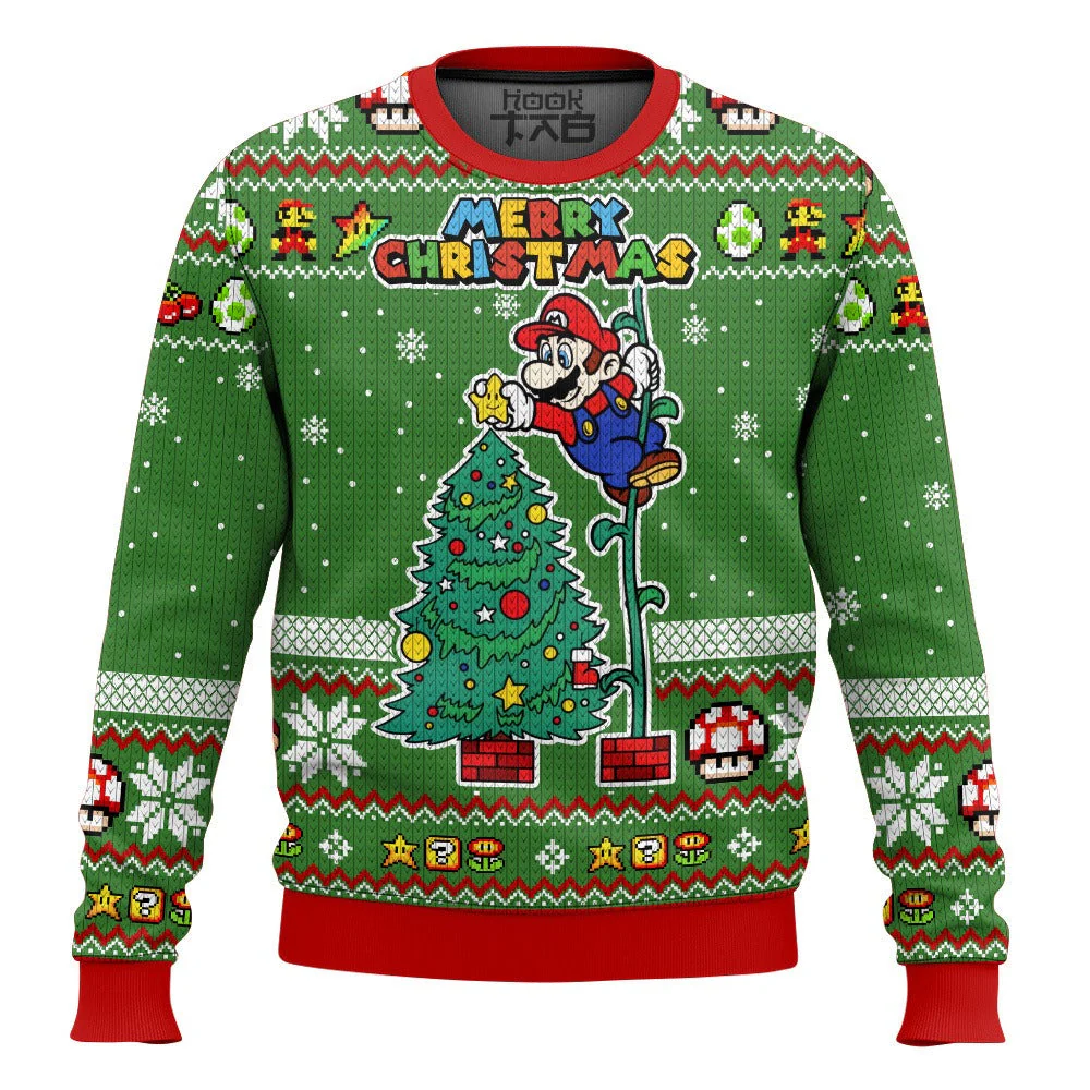 Unisex-Weihnachtsbluse mit Aufdruck, kuschelig und warm