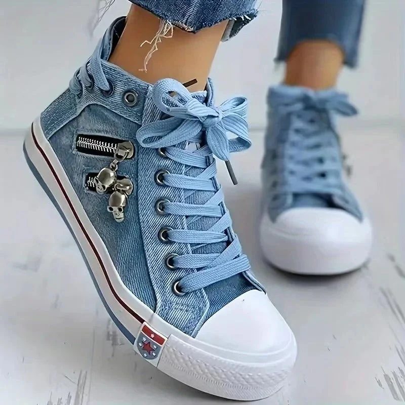 Urbaner trend-sneaker – jeans-look & zipper - Image 3