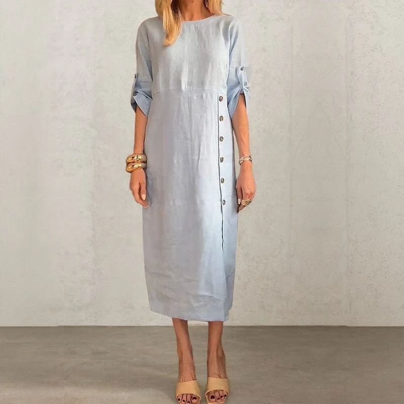 UTA - LEINEN-KLEID MIT KNOPFLEISTE - Image 5