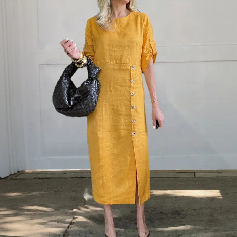 UTA - LEINEN-KLEID MIT KNOPFLEISTE - Image 6