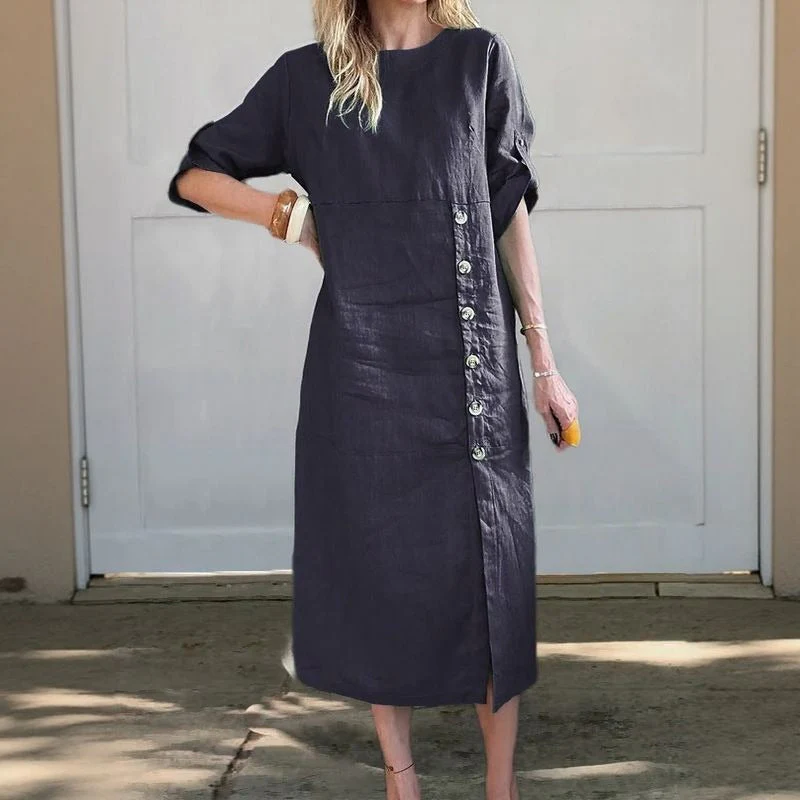 UTA - LEINEN-KLEID MIT KNOPFLEISTE - Image 7