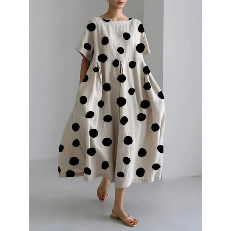 VALENTINA | Langes Casual-Kleid mit ikonischen Punkten und Bewegungsfreiheit für Sommertage