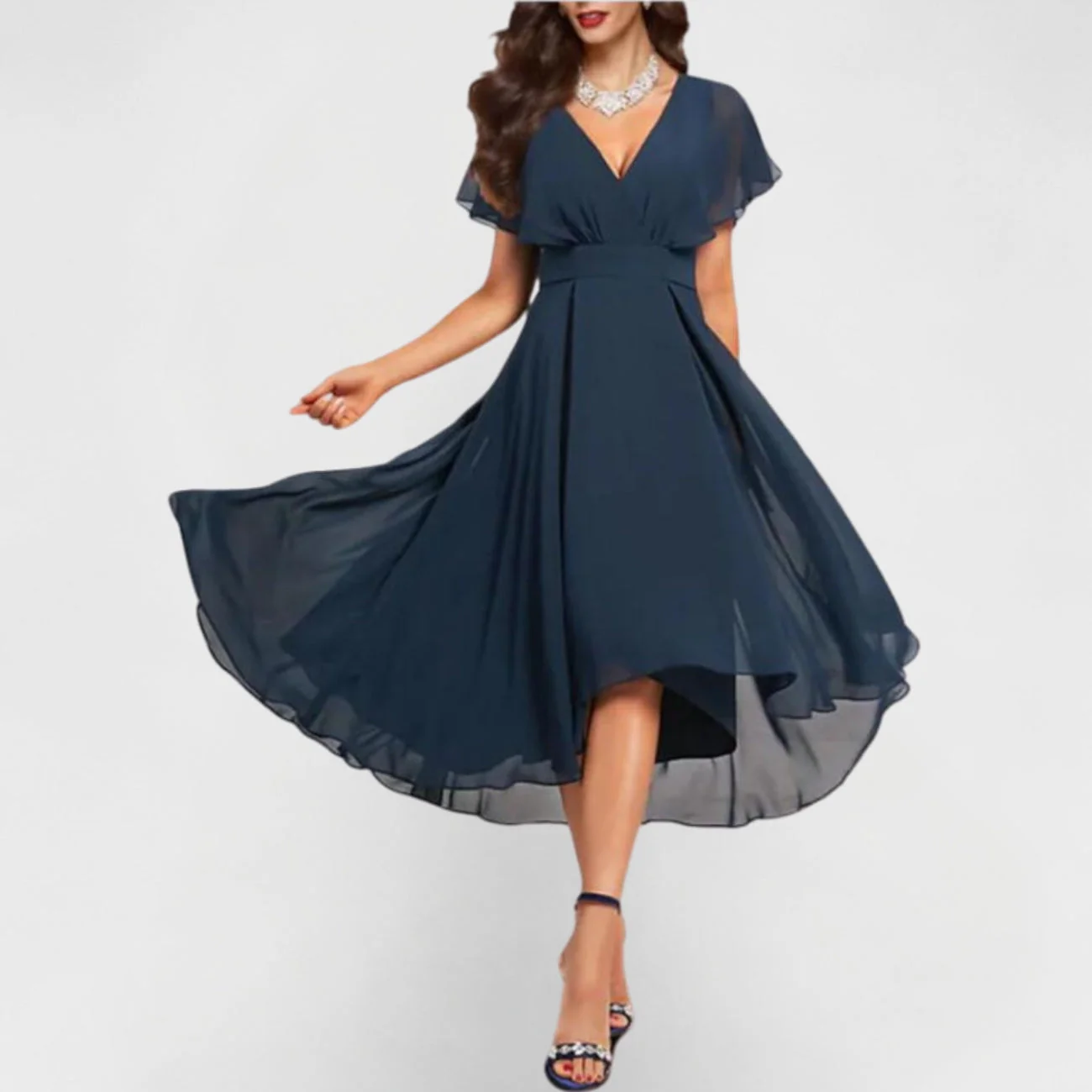 Valerie | Elegantes Maxikleid mit Fließendem V-Ausschnitt