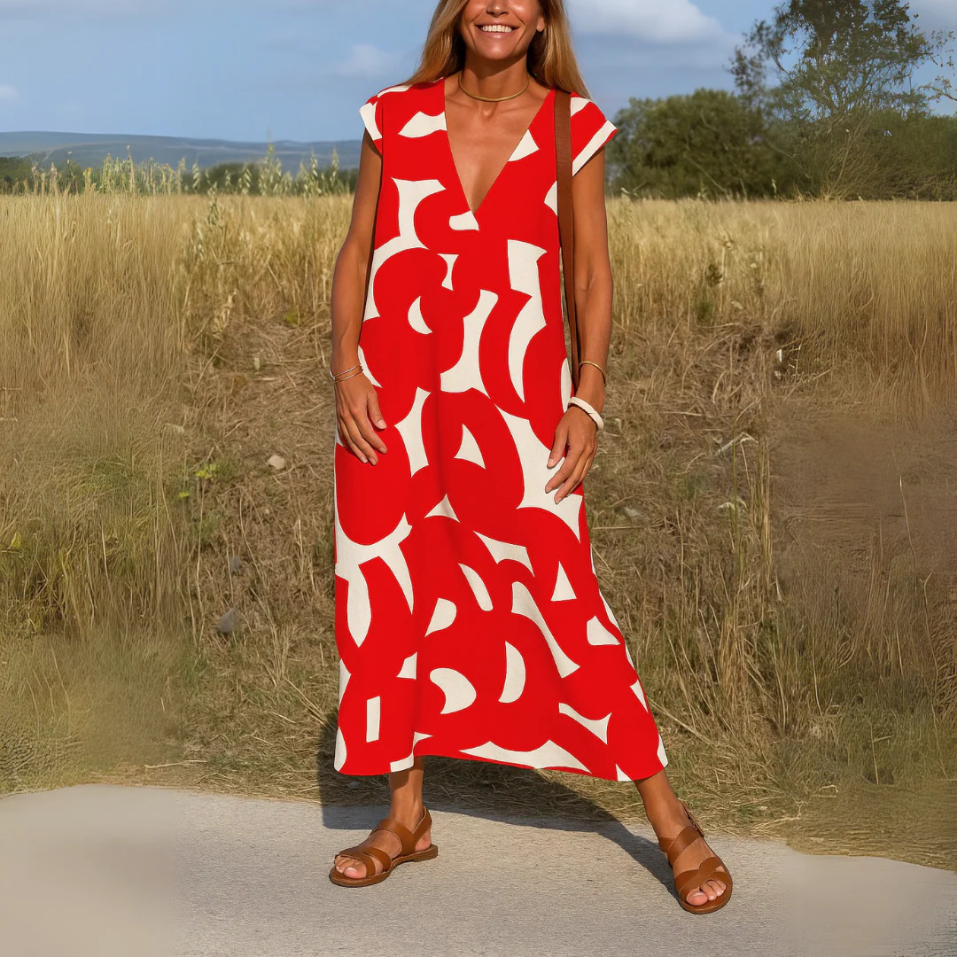 Valérie | Fließendes Kleid mit V-Ausschnitt - Image 4