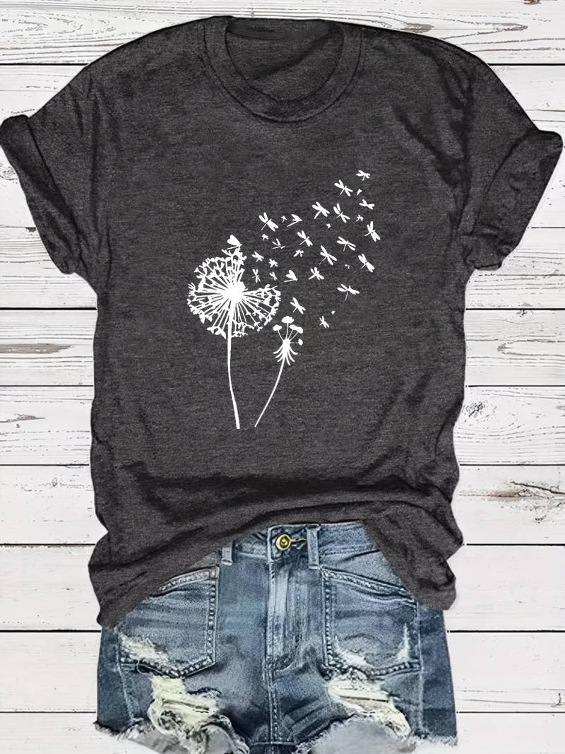 Vanessa | Lässiges T Shirt mit grafischem Löwenzahn Print - Image 10