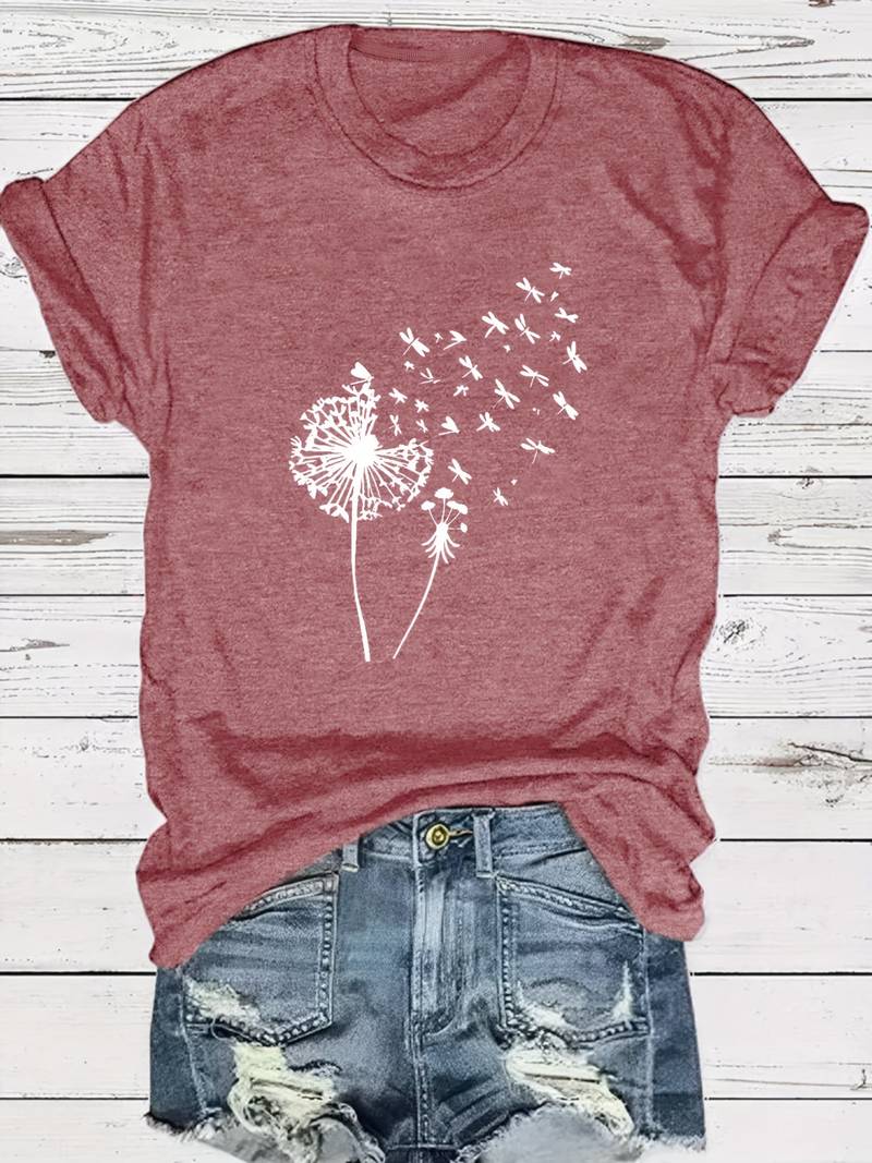 Vanessa | Lässiges T Shirt mit grafischem Löwenzahn Print - Image 13