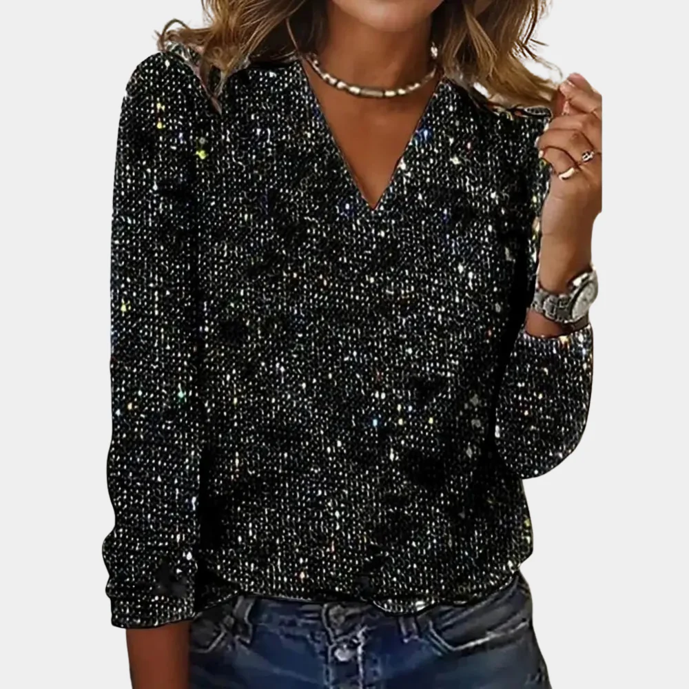Vanessa | Stilvolles glitzerndes Top mit V Ausschnitt - Image 4