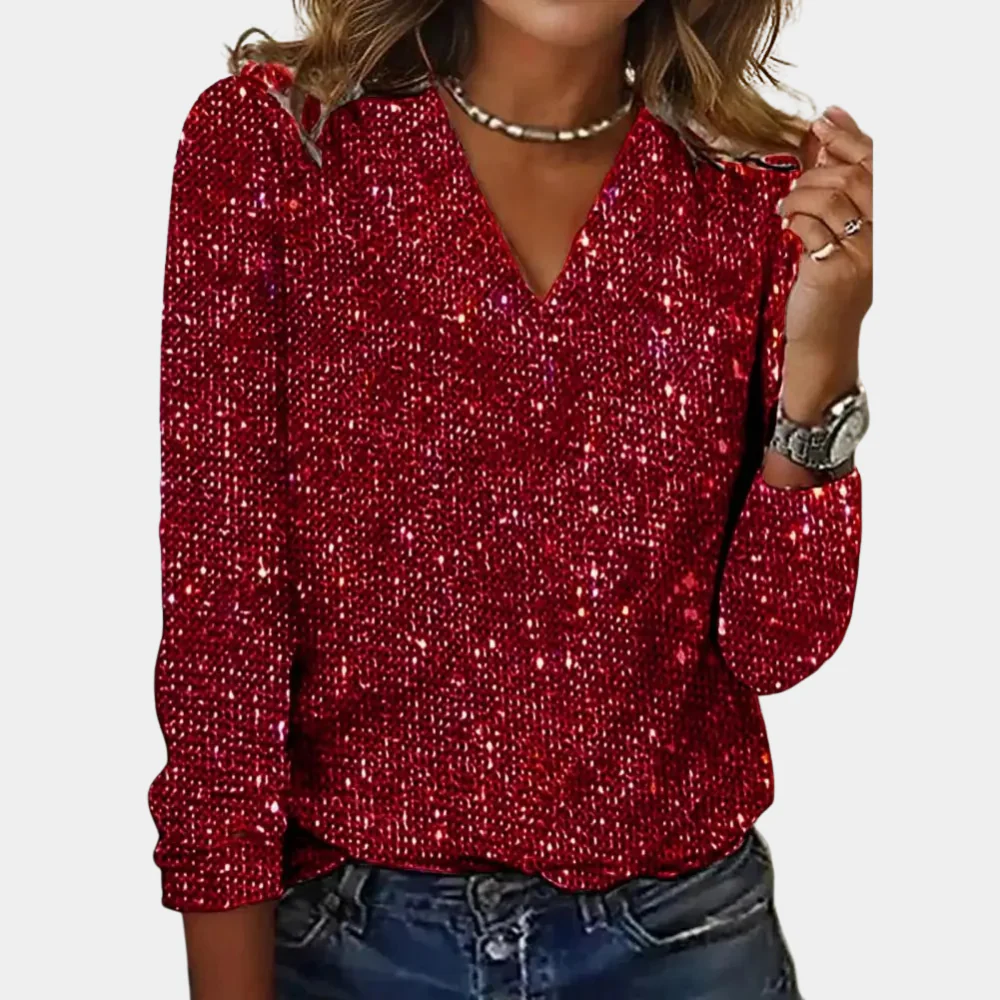Vanessa | Stilvolles glitzerndes Top mit V Ausschnitt - Image 6