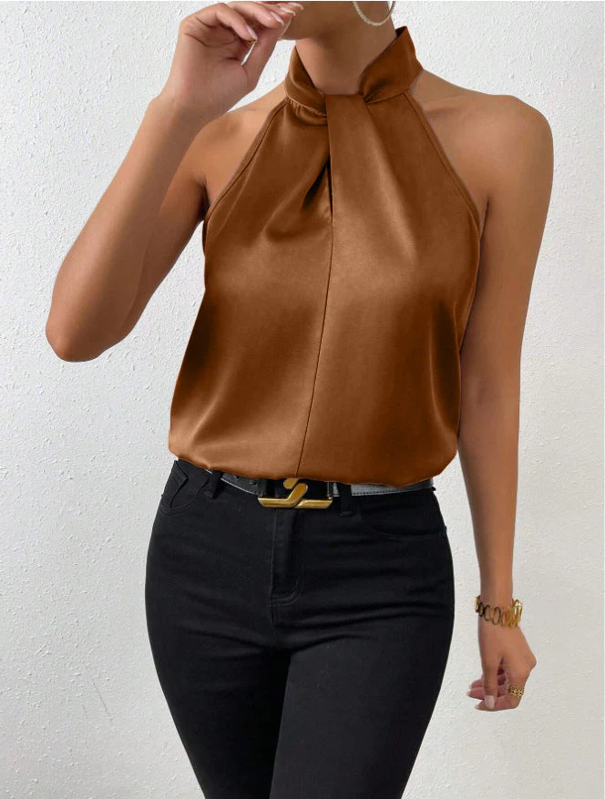 Vanna | Seidentop mit Knotenkragen - Image 19