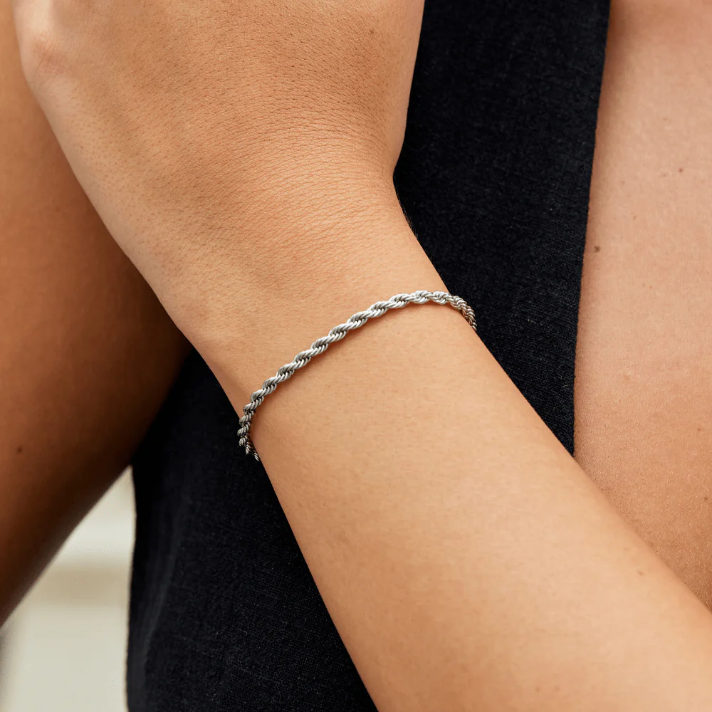 Verdrehte Ketten-Silberarmband - Image 2