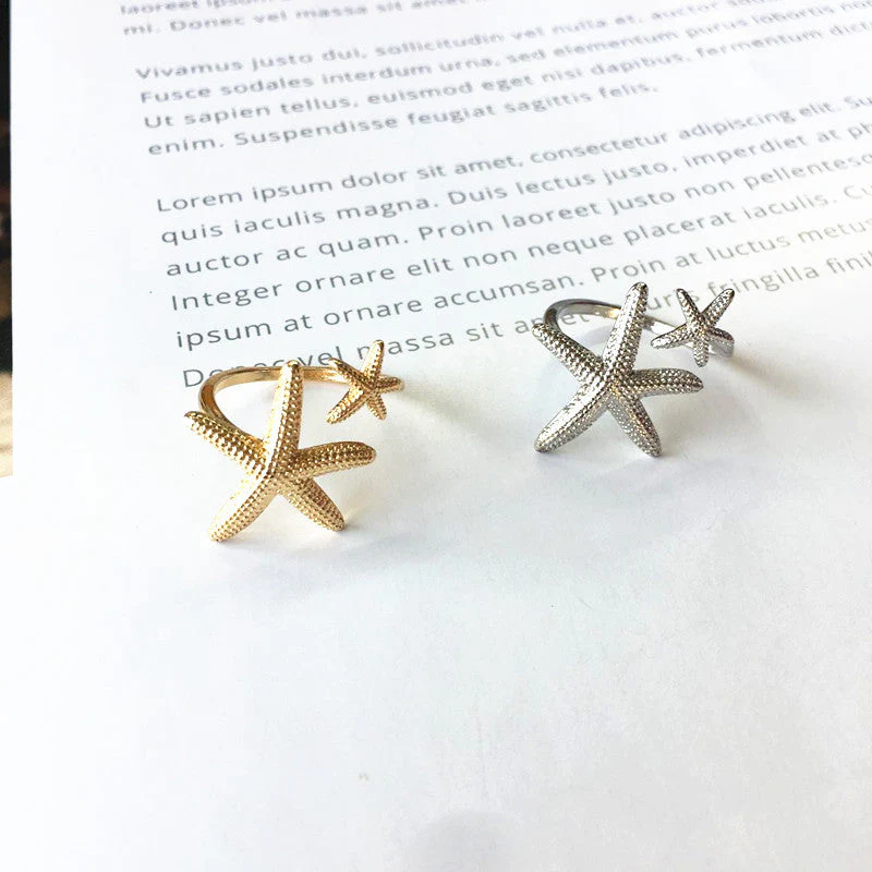 Verstellbarer Seestern-Ring in Silber und Gold - Image 2