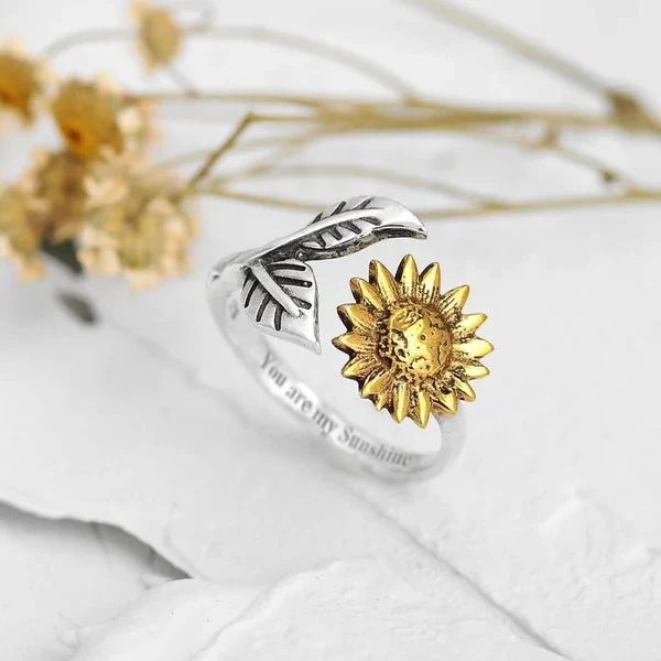 Verstellbarer Sonnenblumenring aus Gold - Image 2