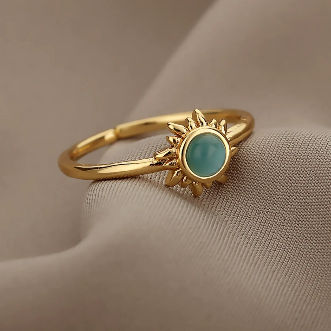 Verstellbarer Sonnenstein-Ring in Gold