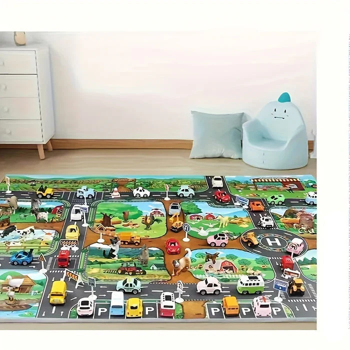 VibrantPlay | Interaktive Spielmatte für Kinder – Farbenfrohes Bauernhof- und Verkehrsmotiv - Image 2