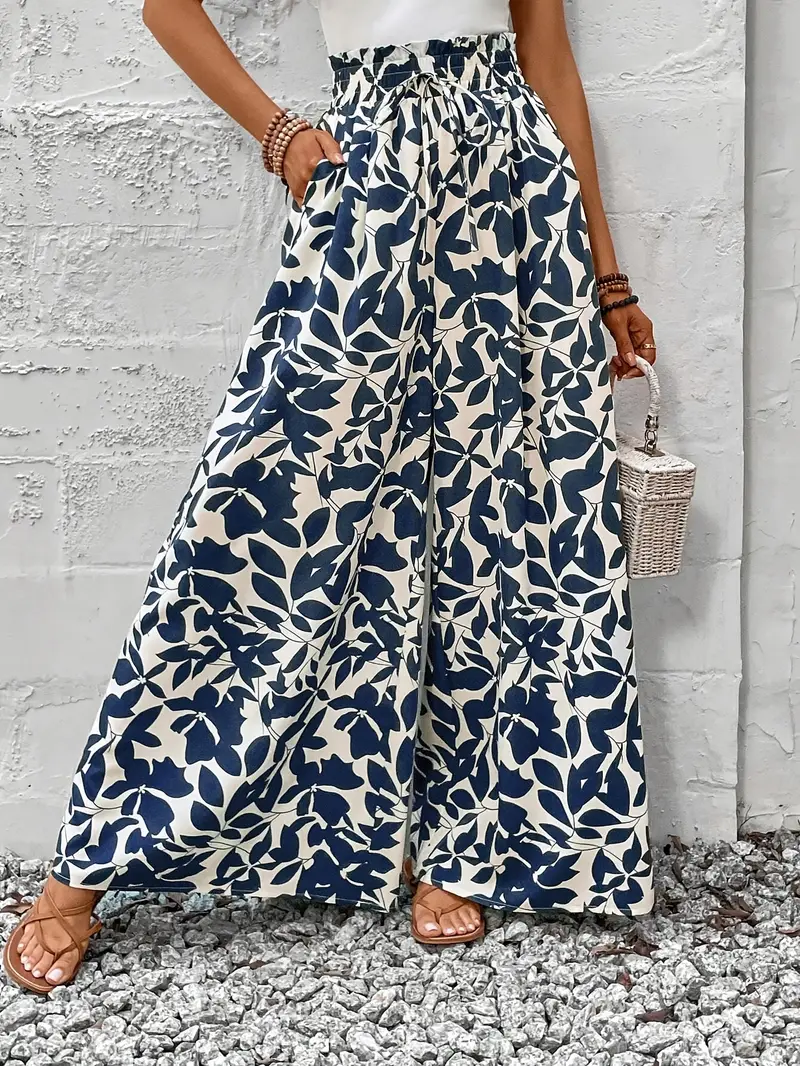 Victoria - Leichtes Design, elegante Damenhosen mit Blumenmuster und weitem Bein - Image 3