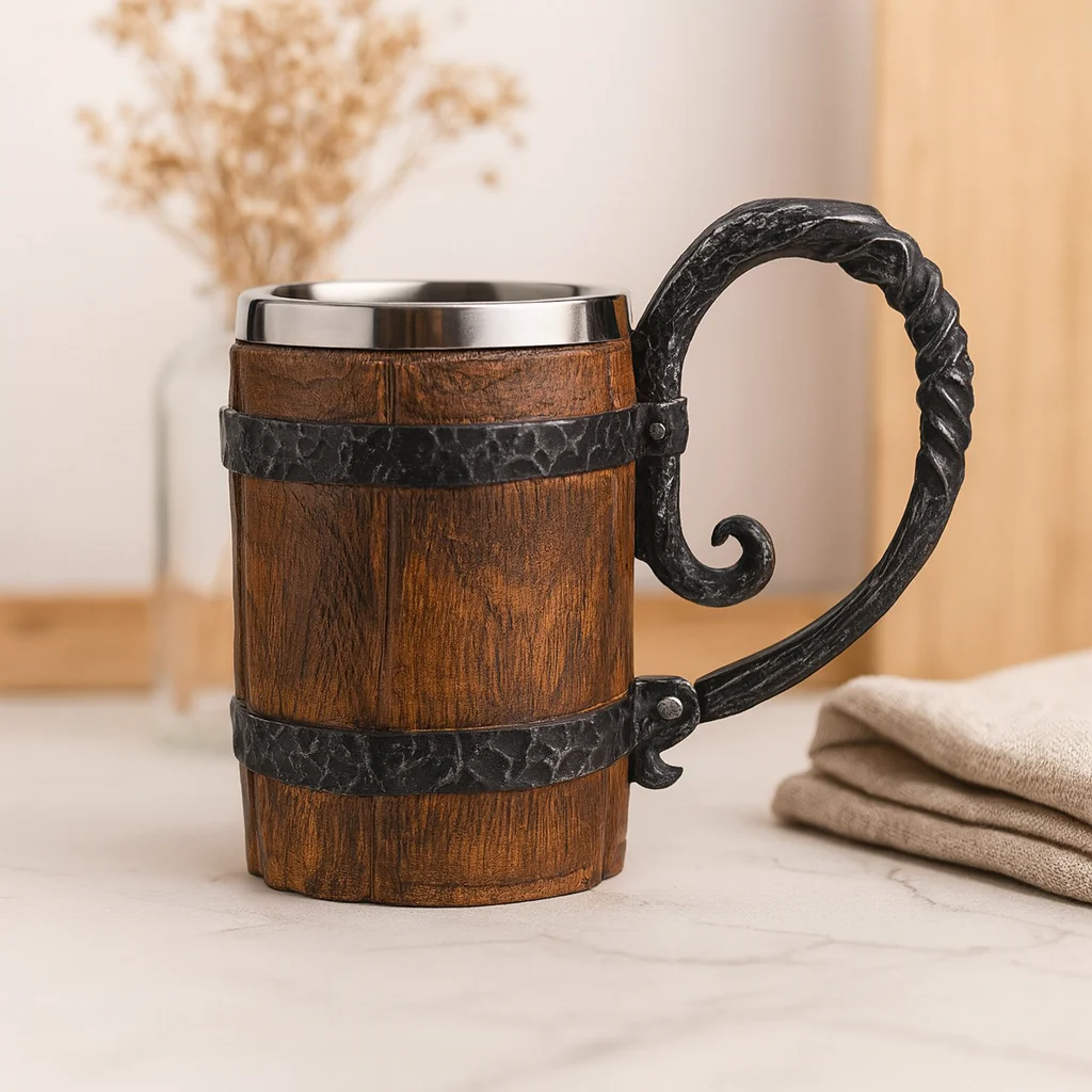 Vintage Bierkrug mit Edelstahl – Perfekt für Oktoberfest - Image 2
