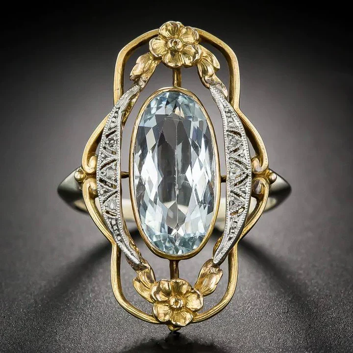Vintage Blauer Zirkonia Gold Ring