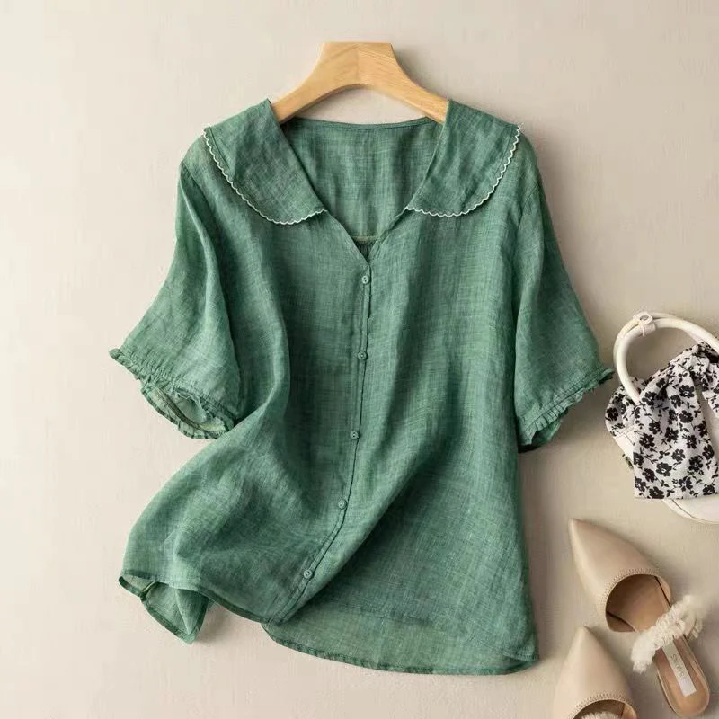Vintage Damenbluse mit Knopfdetail – Elegante und Luftige Bluse für Vielseitige Looks