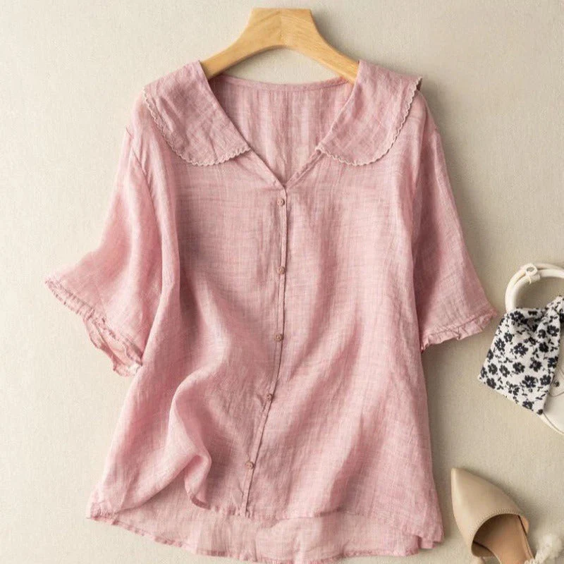 Vintage Damenbluse mit Knopfdetail – Elegante und Luftige Bluse für Vielseitige Looks - Image 4