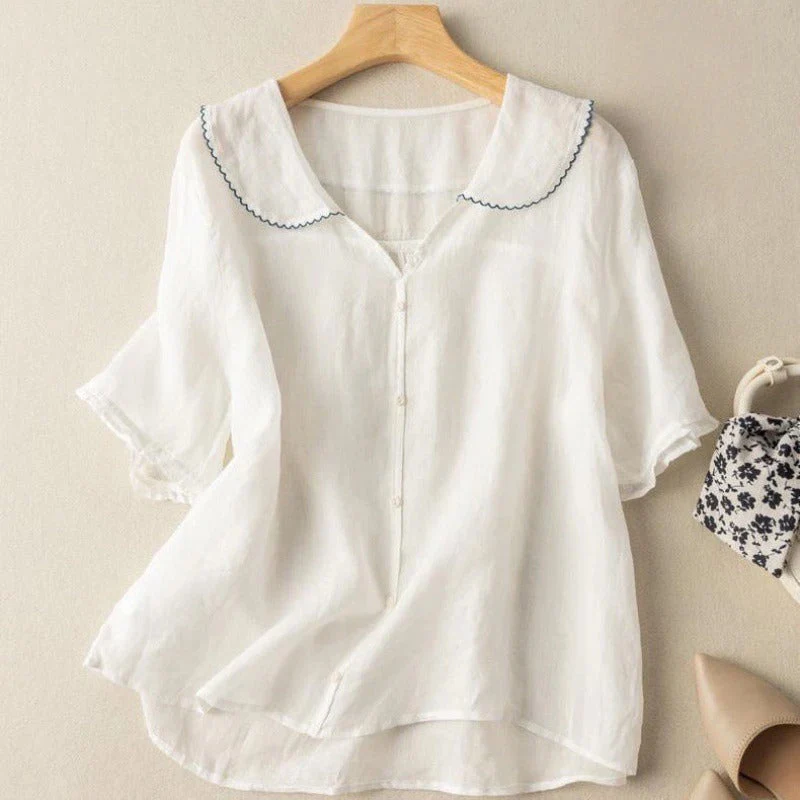 Vintage Damenbluse mit Knopfdetail – Elegante und Luftige Bluse für Vielseitige Looks - Image 5
