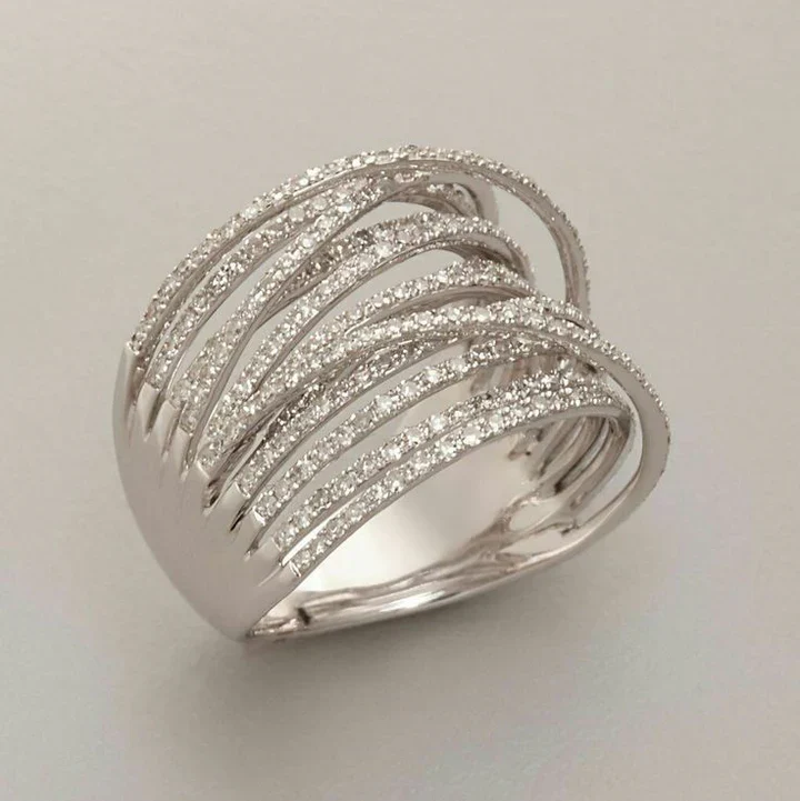 Vintage geschichtet Zirkonia Silber Ring