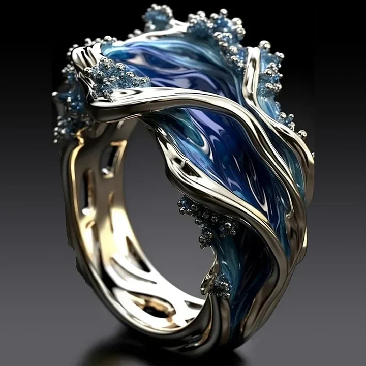 Vintage Goldener Ozean gewellter Ring
