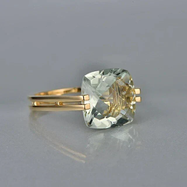 Vintage Grünes kubisches Glas Gold Ring