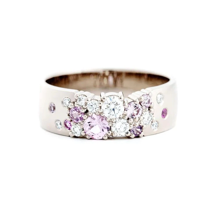 Vintage lila versilbert Glitter Ring