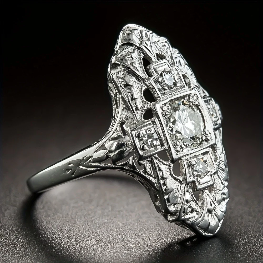 Vintage Oval Glänzend Sterling Silber Ring