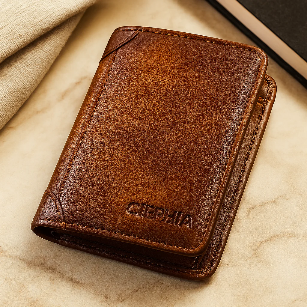 Vintage RFID Ledergeldbörse – Kurzes Bifold mit Ausweis- und Kartenhalter