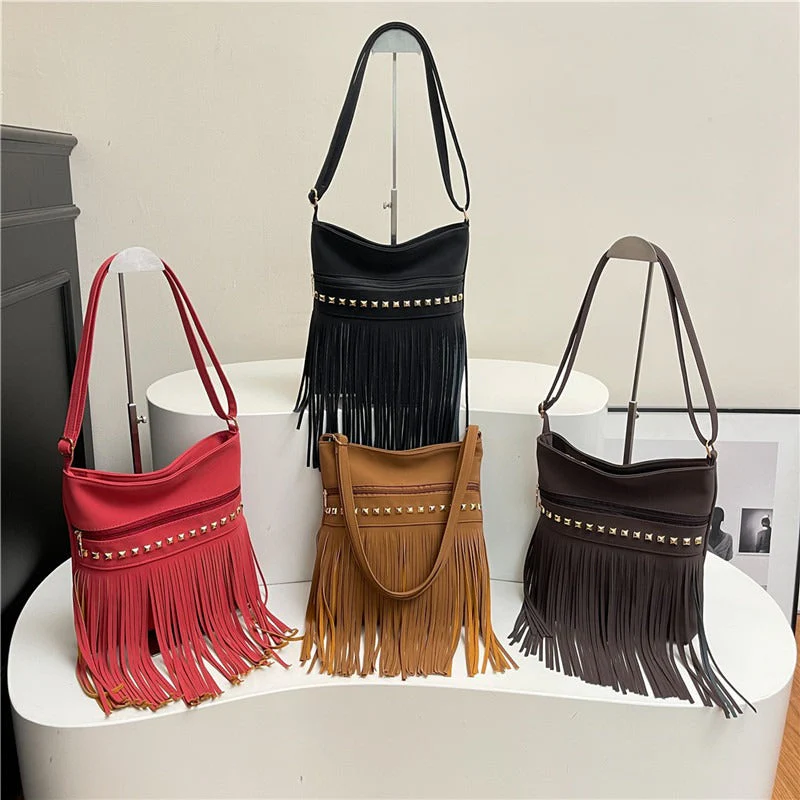 Vintage-Schultertasche mit Fransen für Damen im Retro-Boho-Stil - Image 4